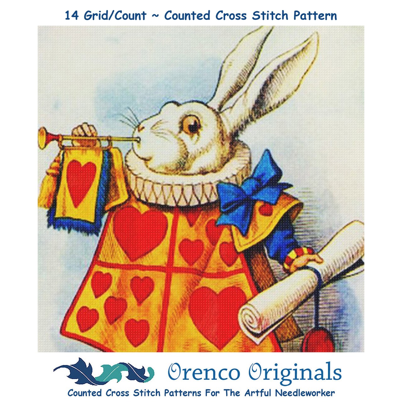 Tenniel's The White Rabbit Square Detail from Alice's Adventures in Wonderland Counted Cross Stitch Pattern